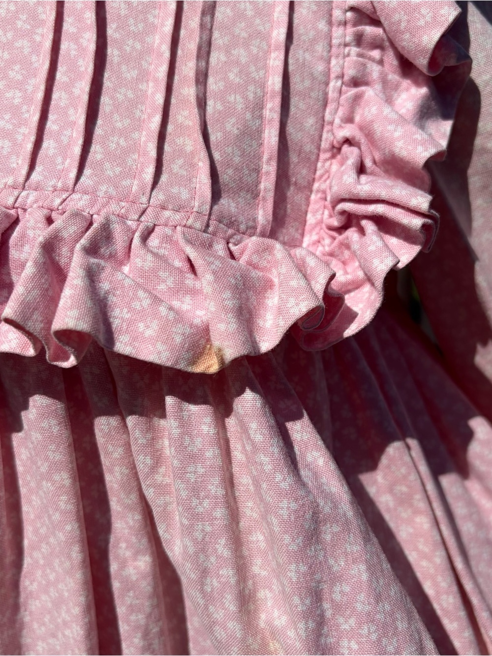 RARE Laura Ashley Vintage 1970s Pink Floral Cotton Ruffle Victorian Maxi Dress - Picture 12 of 16